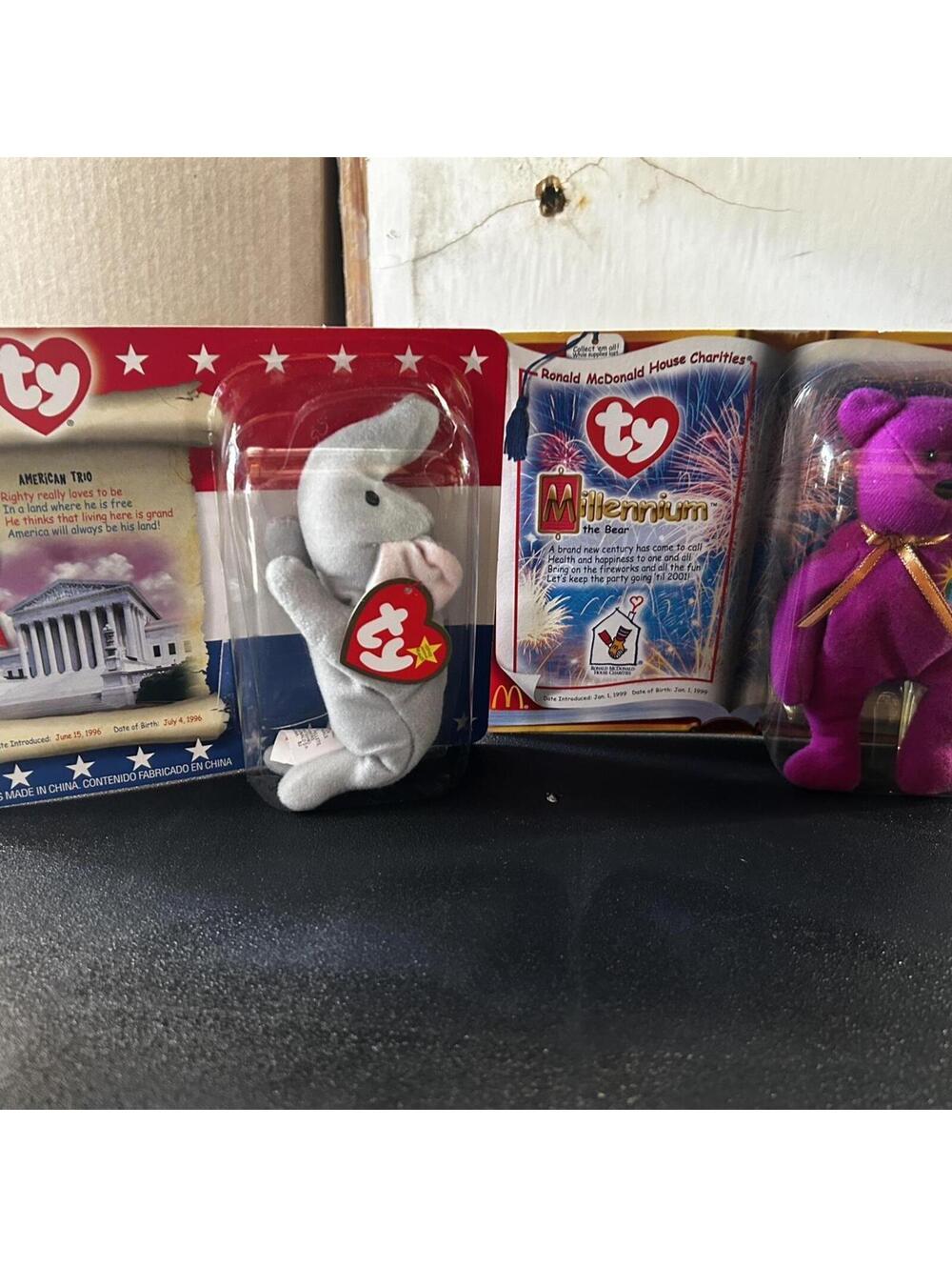 Ty Millennium The Bear Beanie & American Trio
